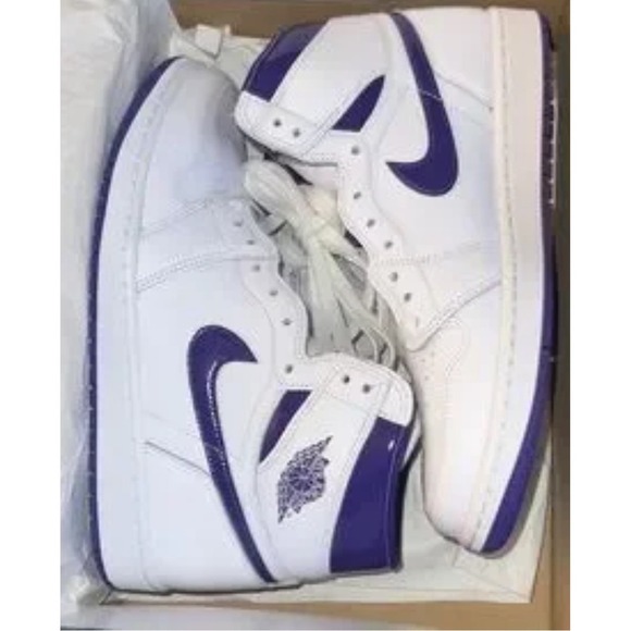 Nike Air Jordan 1 High OG Court Purple White Sneakers CD0461-151 Sz 8 - Picture 1 of 5